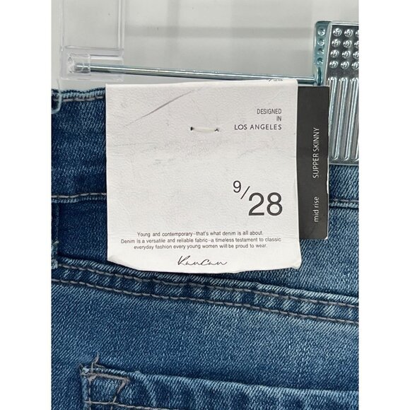 KanCan Midrise Supper Skinny Jeans Womens Size 9/28 NWT Medium Wash Whiskering - Picture 4 of 11